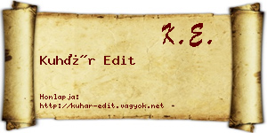 Kuhár Edit névjegykártya